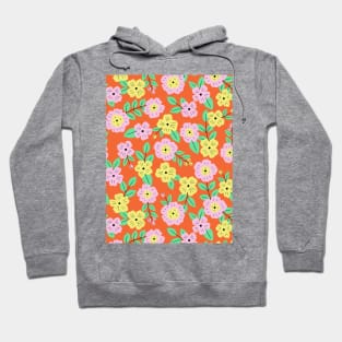 Happy impatiens flower botanical pattern in orange Hoodie